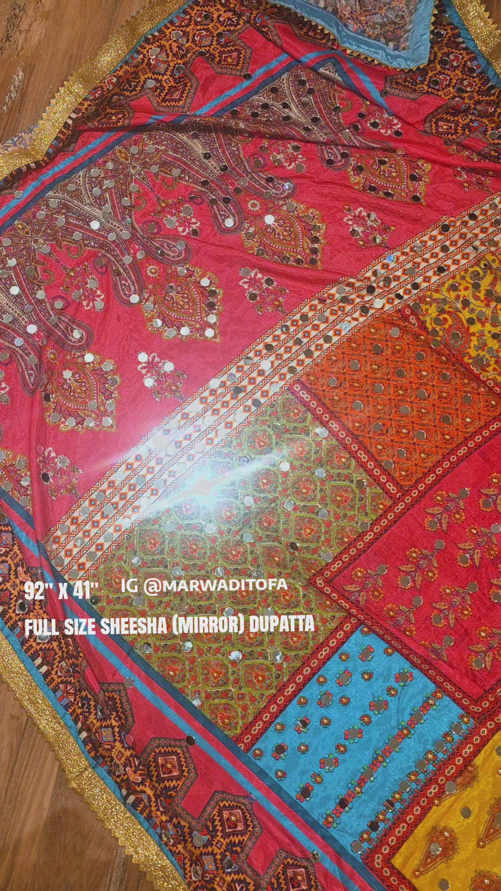 Patchwork Shisha Mirror Work Dupatta Scarf ▪︎ Cotton Silk Blend ▪︎ 92” x 42”