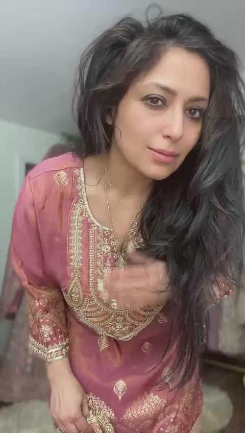 Blush Pink Brocade 3-Piece Salwar Kameez Set