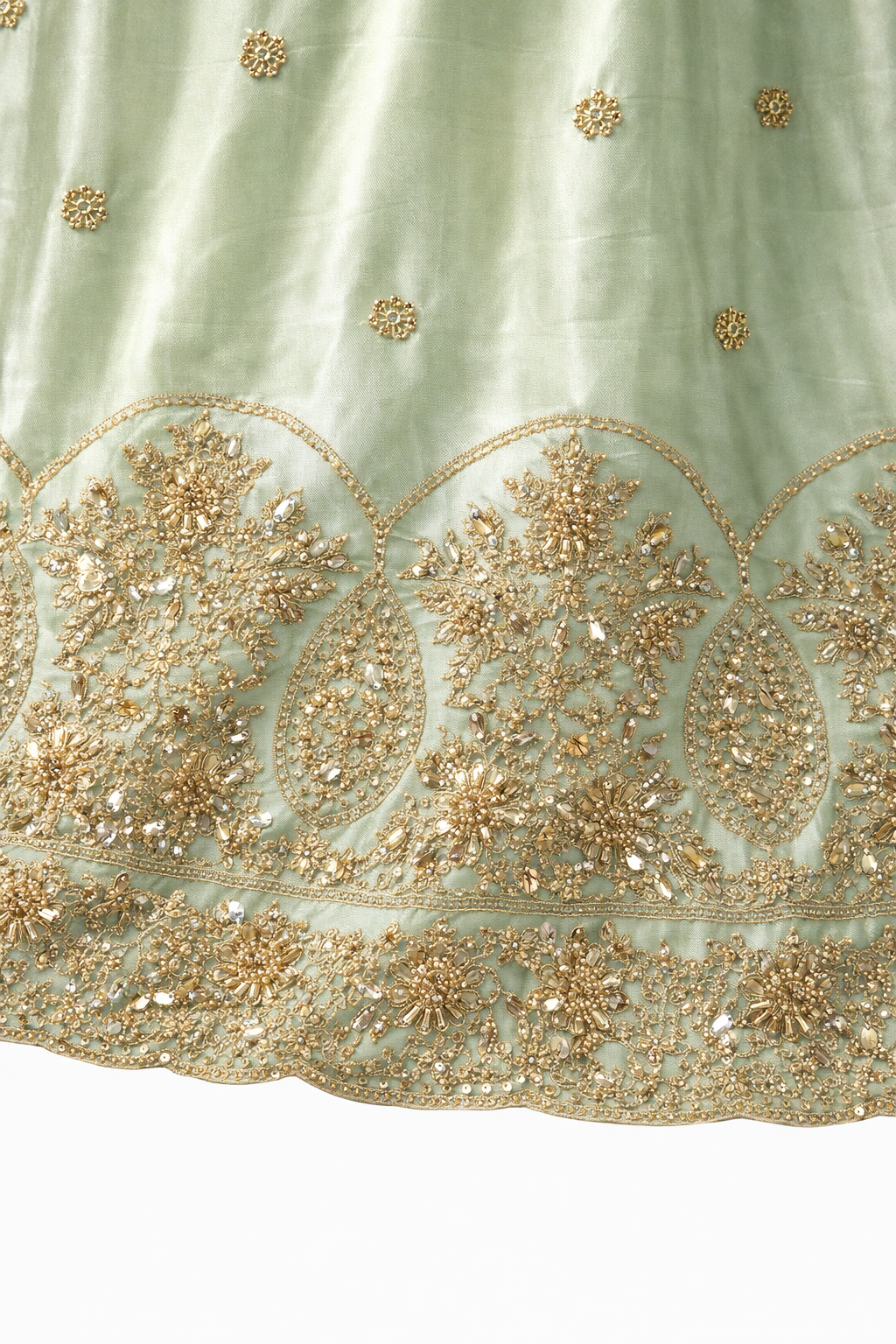 Mint Sage Embroidered Sharara Set in Crepe Silk | 3 Piece Formal Outfit
