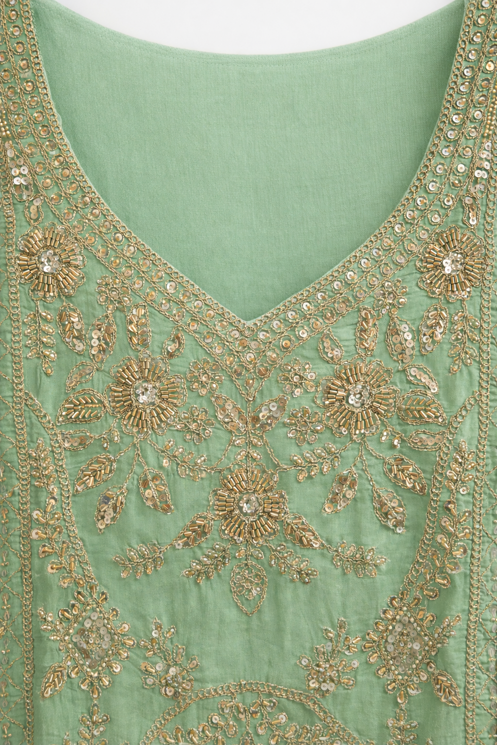 Mint Sage Embroidered Sharara Set in Crepe Silk | 3 Piece Formal Outfit