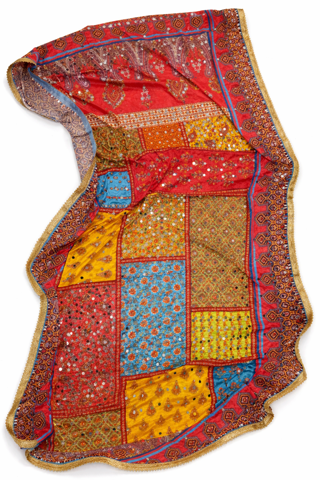 Patchwork Shisha Mirror Work Dupatta Scarf ▪︎ Cotton Silk Blend ▪︎ 92” x 42”